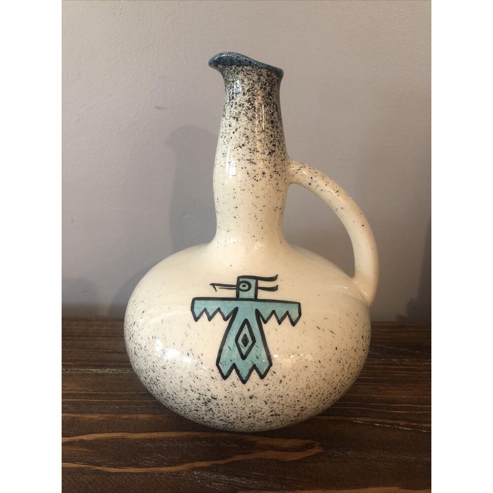 Vtg Loma of Arizona Thunderbird Carafe Cruet Water‎ Pitcher Native American